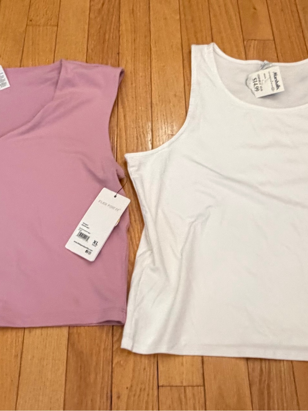 Marshalls White Scoop Tank & Lavender V-Neck Tank